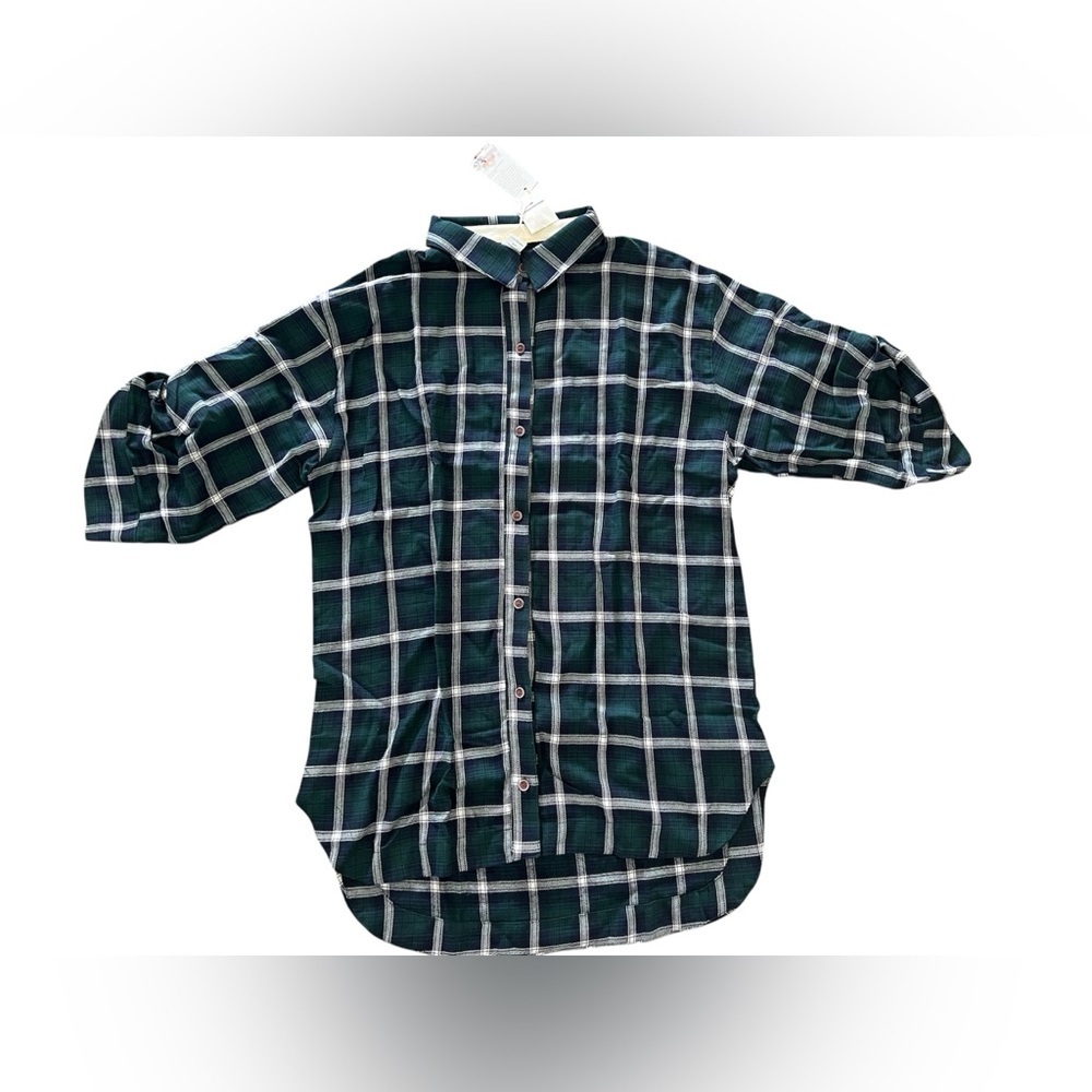Agua Bendita Plaid Tennis Graphic Back Shirt Green Blue Oversized Size Large New - Picture 2 of 6